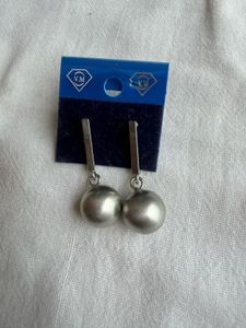 Elegant Silver Ball &amp; Bar Earrings
