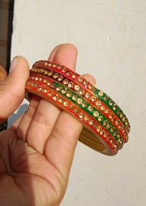 Sparkling Red &amp; Green Stone Bangles