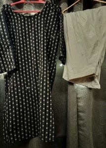 Cotton kurta with Crepe Salwar set