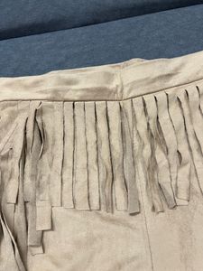 Tan Fringed Suede Shorts