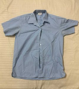 Blue Short Sleeve Button-Up Shirt