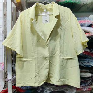 Chic Yellow Blazer with Flared Chiffon Sleeves