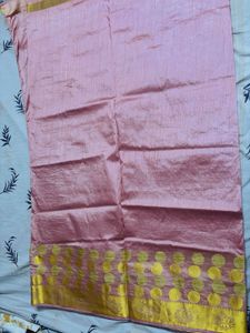 Elegant Pink Saree with Gold Border
