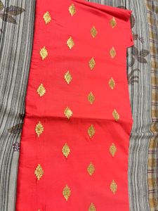 Orange Embroidered Dress Material