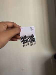 Designer Oxidised Silver Earrings