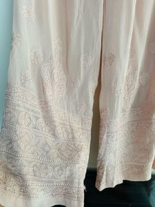 Pastal Nude Authentic Chikankari Tunic Pallazo set