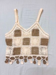 Knit Checkerboard Crop Top