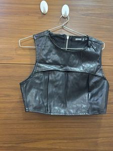 Missguided Faux Leather Top