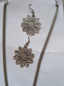 Oxidized Silver Necklace &amp; Earring Set