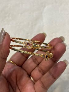 Elegant Gold Bangles with Stone Embellishments