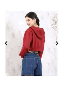 Red Cropped Zip-Up Hoodie