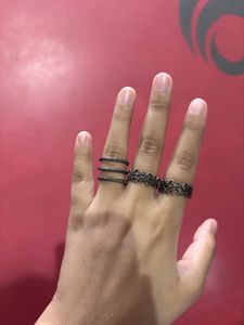 Oxidised Silver Ring Set – 3