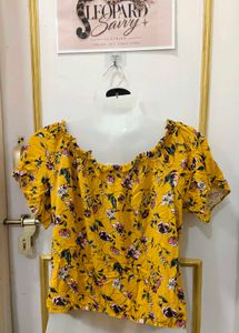 Yellow Floral Off-Shoulder Top