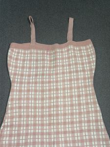 Pink &amp; White Checkered Mini Dress for Women – Size