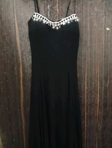 Elegant Black Embellished Maxi padded Dress