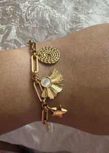 Gold Charm Bracelet with Star & Sun