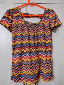 Vibrant Chevron Print Dressberry top