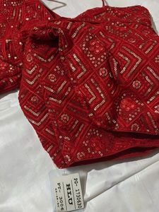 Red Embellished Saree Blouse