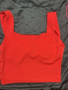 Red Sleeveless Crop Top