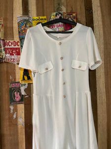 Elegant White Button-Up Dress