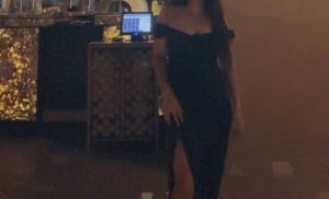 h&amp;m Elegant Off-Shoulder Black Midi Dress
