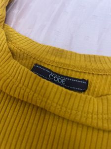 Mustard Midi Dress with Tie Waist
