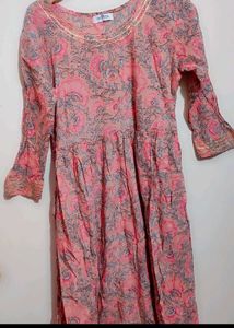 Pink Printed Anarkali Kurti For 32 Bust