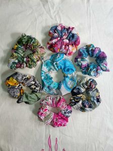floral printed scrunchie set tie multicolor