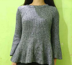 Gray Peplum Knit Top