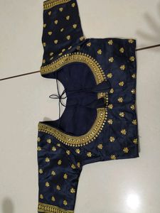 Navy Blue Beautiful Embroidery Design Blouse