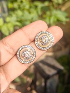 Elegant CC Pearl Stud Earrings