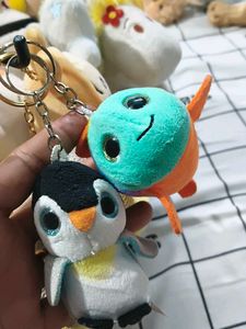 Cute Penguin  and fish Plush Keychain