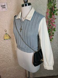 Blue Cable Knit Sweater