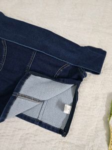 Off-Shoulder Denim Crop Top bust 34