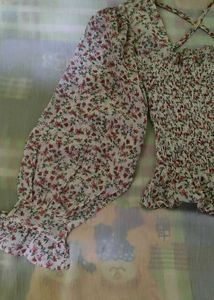 Floral Smocked Square Neck Top