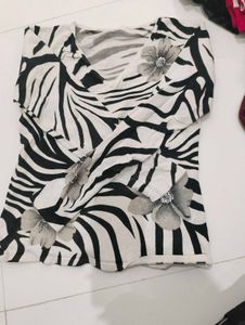 Zebra Print Floral Top