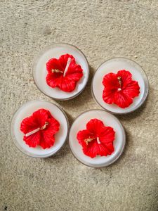 4 pcs jumbo hibiscus candle