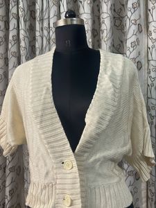 Cream Knit Cropped Cardigan