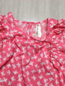 Cute Pink Bunny Print Long Sleeve Top