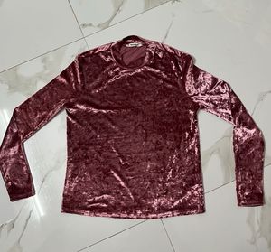 pinkish Velvet Long Sleeve Top