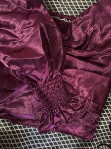 Satin Bow Detail Puff Sleeve Top