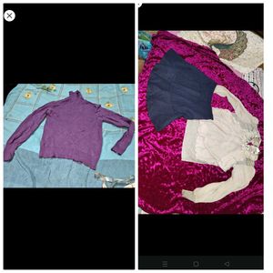 Purple Turtle Neck Sweater and grey top skirt free