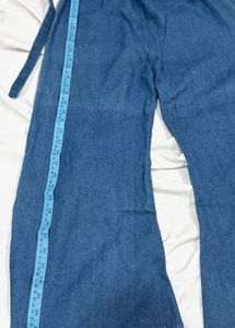 High-Waisted Wide Leg Denim Pants