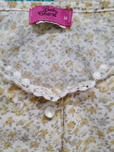 Charming Floral Print Button-Up Top