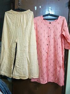 Pink Printed Kurta with Palazzo