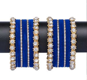 Royal Blue &amp; Metal Gold velvet Bangles