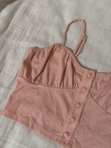 Cute Pink Button-Down Crop Top