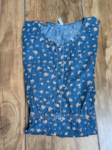 Cute Floral Denim Dress