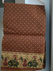 Elegant Brown Polka Dot Saree