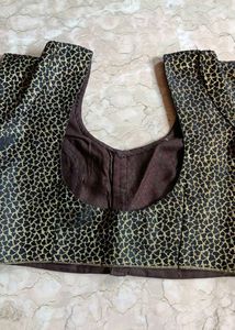 Elegant Black &amp; Gold Brocade Blouse